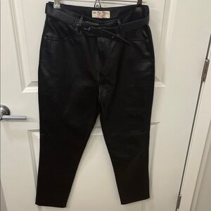 We The Free Black Faux Leather High-Rise Belted Cropped Pants